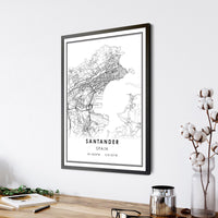 
              Santander, Spain Modern Style Map Print 
            