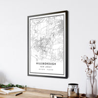 Hillsborough, New Jersey Modern Map Print 