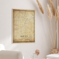 
              Blue Eye, Missouri Vintage Style Map Print 
            