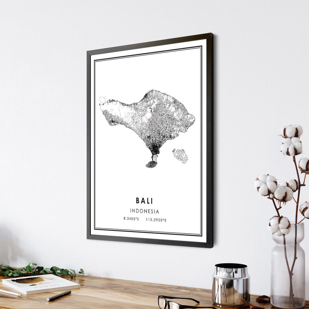 Bali, Indonesia Modern Style Map Print 