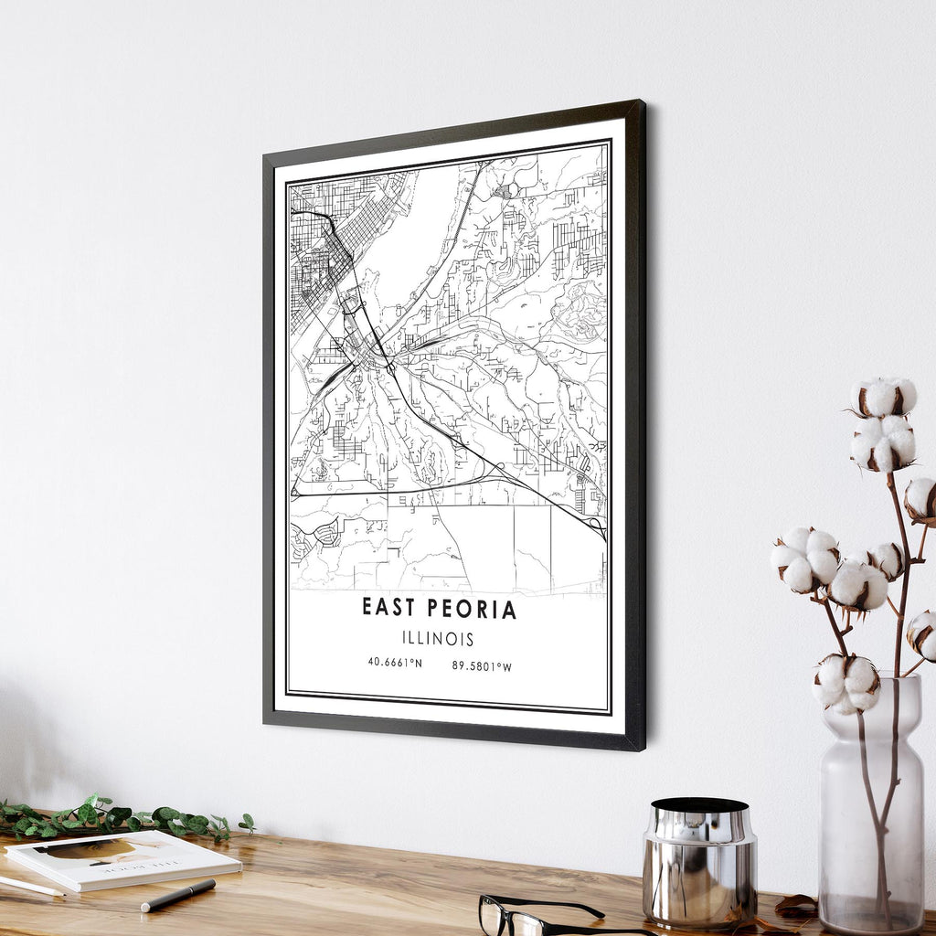 East Peoria, Illinois Modern Map Print 