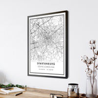 
              Spartanburg, South Carolina Modern Map Print 
            