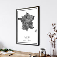 
              France, Europe Modern Style Map Print 
            