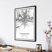 Ulaanbaatar, Mongolia Modern Style Map Print 