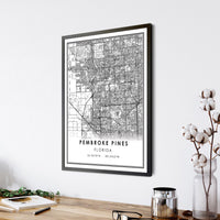 Pembroke Pines, Florida Modern Map Print 