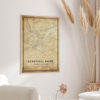 
              Schuylkill Haven, Pennsylvania Vintage Style Map Print 
            