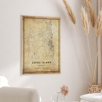 
              Chios, Greece Vintage Style Map Print
            
