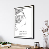 
              Outer Banks, North Carolina Modern Map Print 
            