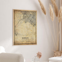 Newark, California Vintage Style Map Print 