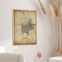 
              Fargo, North Dakota Vintage Style Map Print 
            