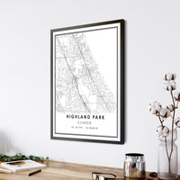 
              Highland Park, Illinois Modern Map Print 
            