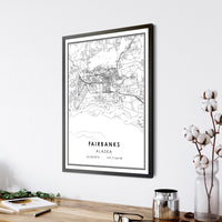 Fairbanks, Alaska Modern Map Print 