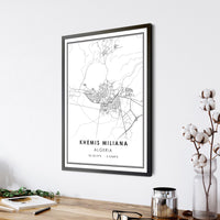 Khemis Miliana, Algeria Modern Style Map Print 