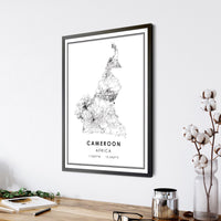 
              Cameroon, Africa Modern Style Map Print 
            