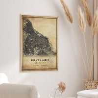 
              Buenos Aires, Argentina Vintage Style Map Print 
            