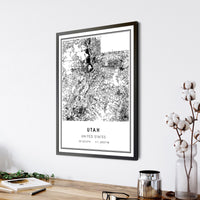 Utah, United States Modern Style Map Print 