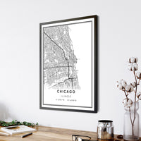 
              Chicago, Illinois Modern Map Print 
            