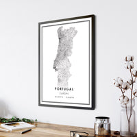 
              Portugal, Europe Modern Style Map Print
            