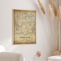 
              Homer Glen Illinois Vintage Style Map Print 
            