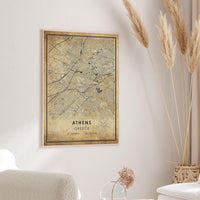 
              Athens, Greece Vintage Style Map Print 
            