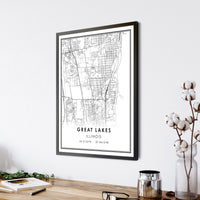 
              Great Lakes, Illinois Modern Map Print 
            