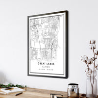 Great Lakes, Illinois Modern Map Print 