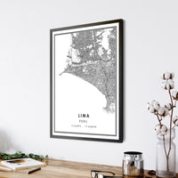 Lima, Peru Modern Style Map Print 