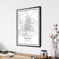 Prishtina, Kosovo Modern Style Map Print 