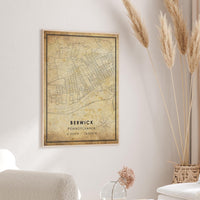 
              Berwick, Pennsylvania Vintage Style Map Print 
            