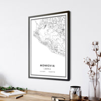 
              Monrovia, Liberia Modern Style Map Print 
            