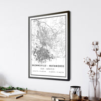 
              Brownsville–Matamoros, Usa-Mexico Modern Map Print 
            