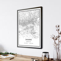 Zagreb, Croatia Modern Style Map Print