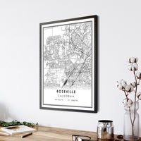 
              Roseville, California Modern Map Print 
            