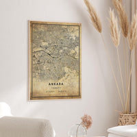 Ankara, Turkey Vintage Style Map Print 