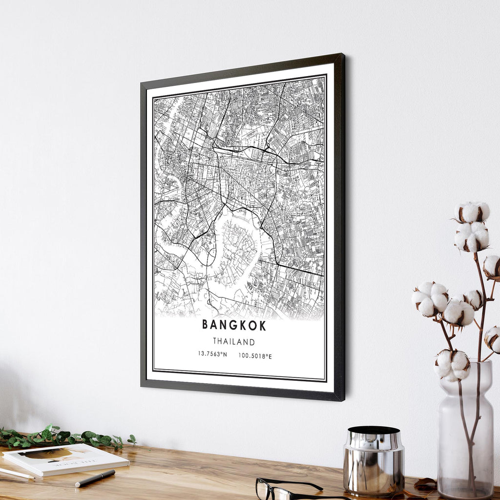 Bangkok, Thailand Modern Style Map Print 