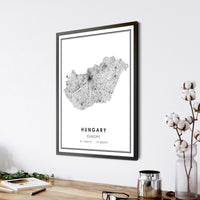 
              Hungary, Europe Modern Style Map Print 
            