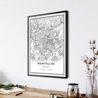 
              Montpellier, France Modern Style Map Print
            