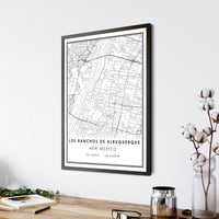 
              Los Ranchos de Albuquerque, New Mexico Modern Style Map Print
            