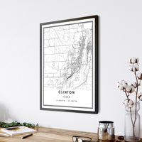 
              Clinton, Iowa Modern Map Print
            