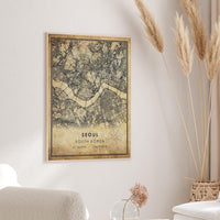 
              Seoul, South Korea Vintage Style Map Print 
            