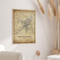 
              New Braunfels, Texas Vintage Style Map Print 
            
