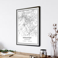 Kingsport, Tennessee Modern Map Print 