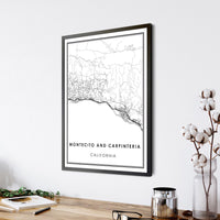 Montecito And Carpinteria, California Modern Map Print 