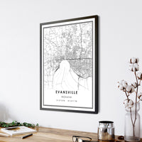 
              Evansville, Indiana Modern Map Print 
            