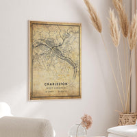 
              Charleston, West Virginia Vintage Style Map Print 
            