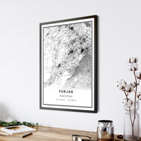 
              Punjab, Pakistan Modern Style Map Print 
            