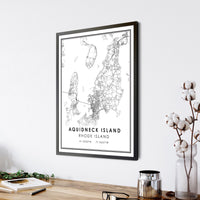 
              Aquidneck Island, Rhode Island Modern Map Print 
            