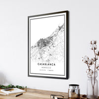 
               Casablanka, Morocco Modern Style Map Print 
            
