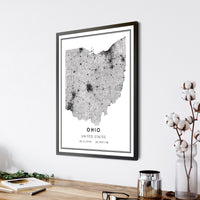 Ohio, United States Modern Style Map Print 