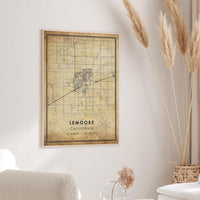 
              Lemoore, California Vintage Style Map Print 
            